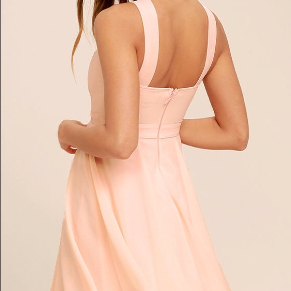 Lulus peach halter skater dress - Picture 3 of 4